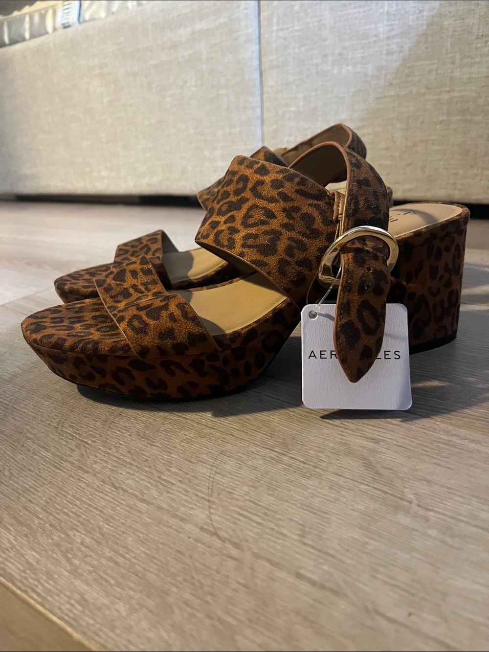 AEROSOLES Leopard Print Platform Sandals - Brown/Black